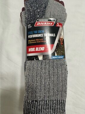 Dickies Men's Gray Marled Wool Blend Crew Socks - 3 Pack